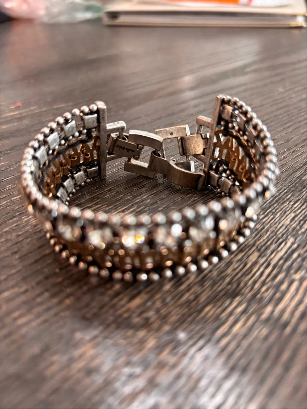 Stella & Dot Petra Crystal Statement Bracelet - Gold and Silver- retired